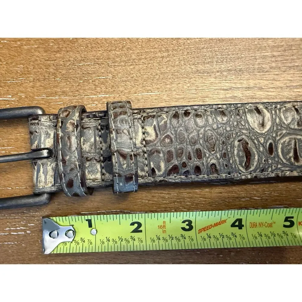Torino Italian Crocodile Embossed Calfskin Belt Men’s Sz 44 Taupe Leather Casual